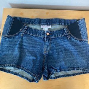 Isabel Maternity Side Panel Underbelly Medium Wash Midi Denim Jean Shorts